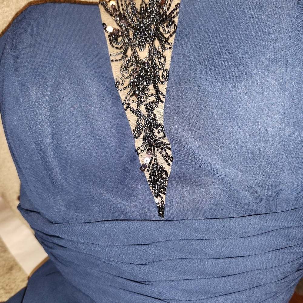 Belsoie Elegant Strapless Blue Dress